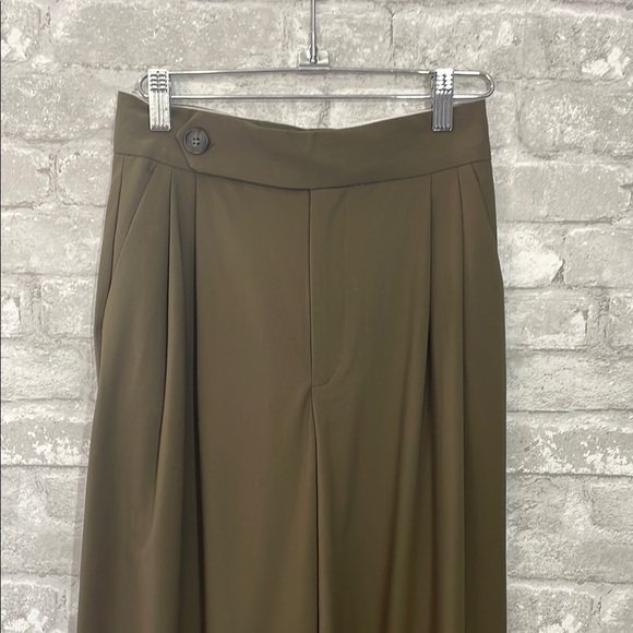 Zara Olive Green High-Waisted Trousers - Picture 2 of 6